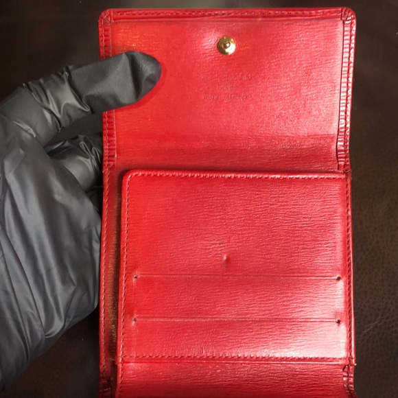 LOUIS VUITTON Red Epi Portefeiulle Elise Trifold Coin Cash Wallet AUTHENTIC - Picture 12 of 17